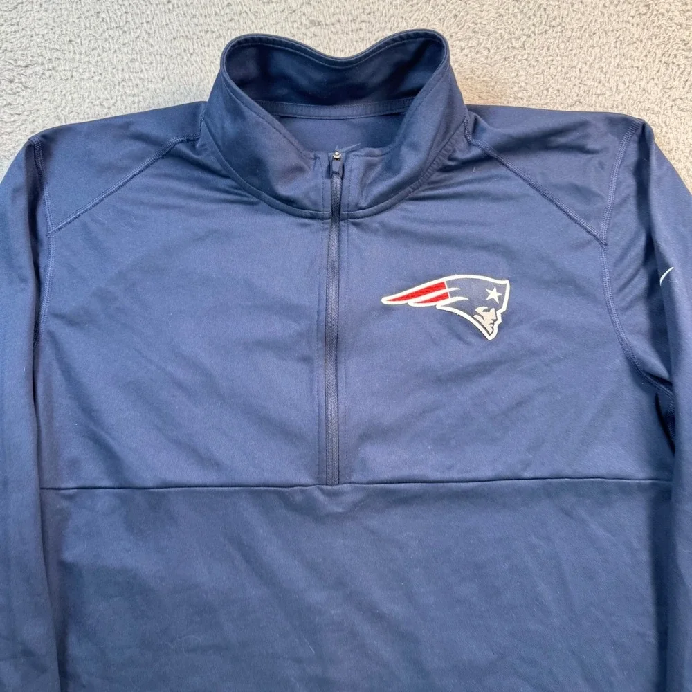 Nike New England Patriots Mens XL Dri-FIT Quarter Zip Pullover Navy Blue 10698